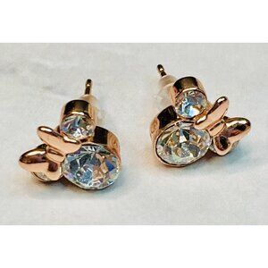 Disney 925 JCM Rose Gold Crystal Stud Minnie Mouse Earrings -330